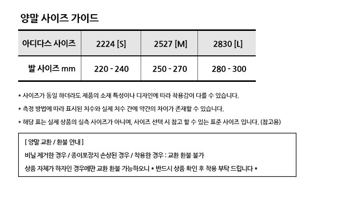 양말 사이즈 가이드