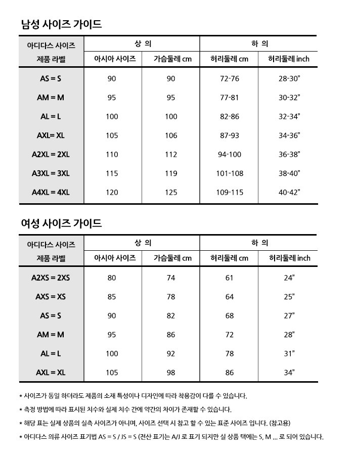 의류 사이즈 가이드