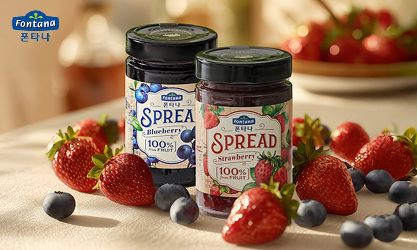 Fontana 포타나 SPREAD Blueberry 100% from FRUIT SPREAD Strawberry 100% from FRUIT